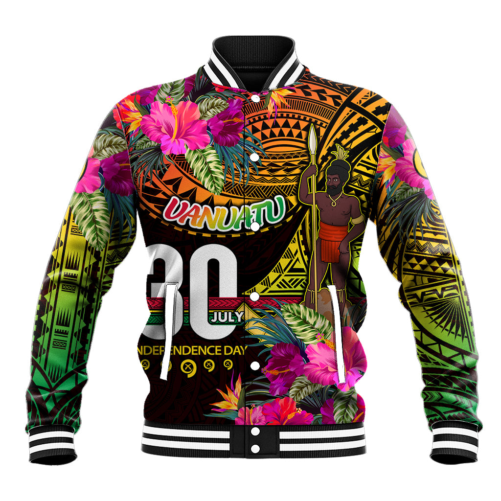 Personalised Vanuatu Independence Day 30 July Baseball Jacket Hibiscus Polynesian Pattern DT02 Unisex Yellow - Polynesian Pride