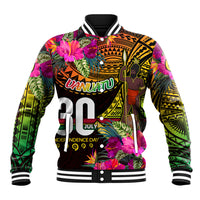 Personalised Vanuatu Independence Day 30 July Baseball Jacket Hibiscus Polynesian Pattern DT02 Unisex Yellow - Polynesian Pride