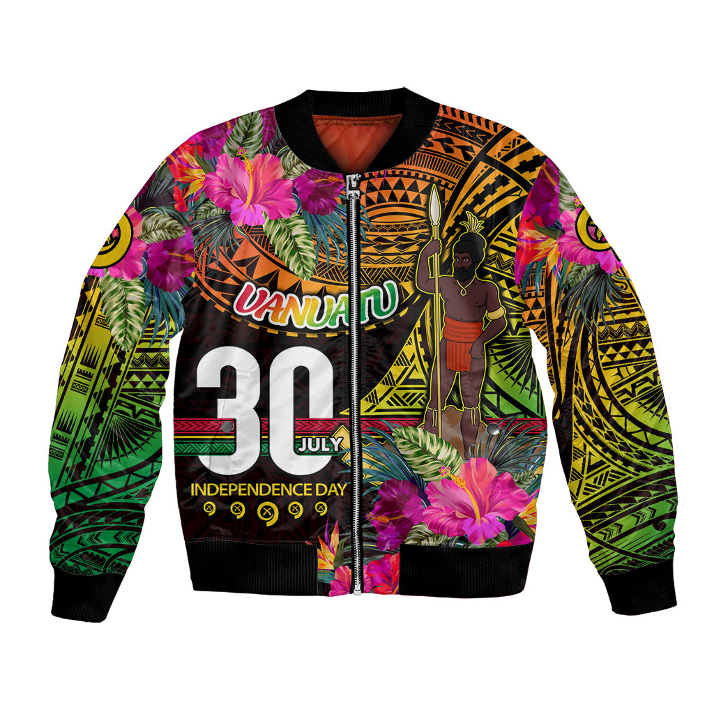 Personalised Vanuatu Independence Day 30 July Bomber Jacket Hibiscus Polynesian Pattern DT02 Unisex Yellow - Polynesian Pride