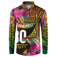 Personalised Vanuatu Independence Day 30 July Button Sweatshirt Hibiscus Polynesian Pattern DT02 Yellow - Polynesian Pride