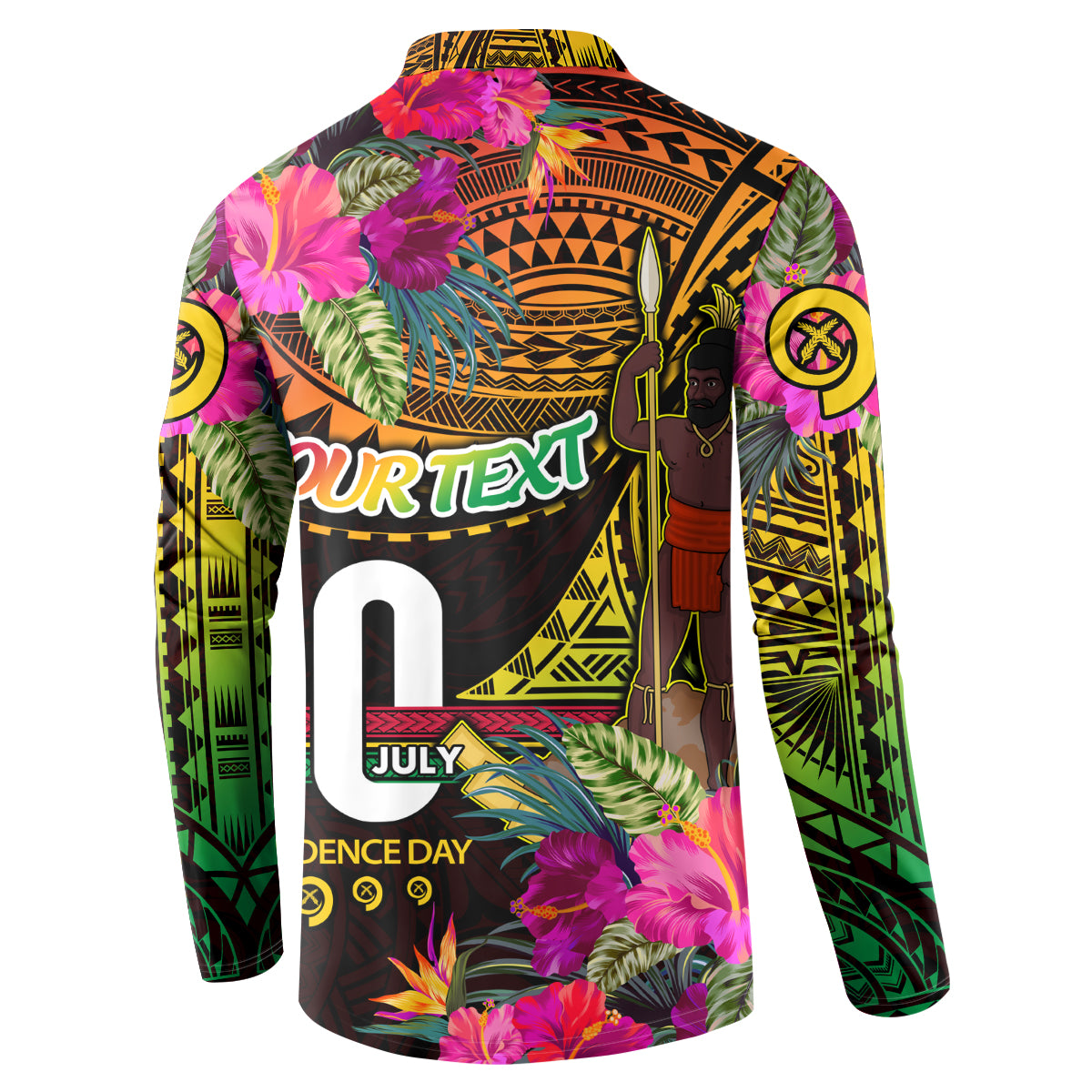 Personalised Vanuatu Independence Day 30 July Button Sweatshirt Hibiscus Polynesian Pattern DT02 - Polynesian Pride