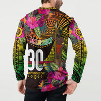 Personalised Vanuatu Independence Day 30 July Button Sweatshirt Hibiscus Polynesian Pattern DT02 - Polynesian Pride