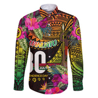 Personalised Vanuatu Independence Day 30 July Family Matching Long Sleeve Bodycon Dress and Hawaiian Shirt Hibiscus Polynesian Pattern