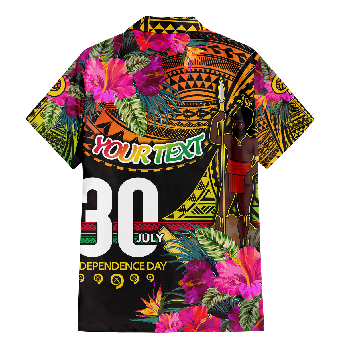 Personalised Vanuatu Independence Day 30 July Family Matching Mermaid Dress and Hawaiian Shirt Hibiscus Polynesian Pattern