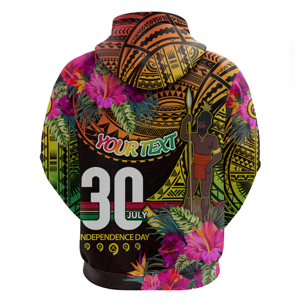 Personalised Vanuatu Independence Day 30 July Hoodie Hibiscus Polynesian Pattern