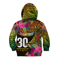 Personalised Vanuatu Independence Day 30 July Kid Hoodie Hibiscus Polynesian Pattern