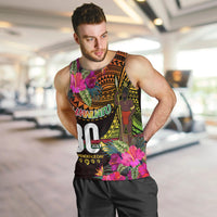 Personalised Vanuatu Independence Day 30 July Men Tank Top Hibiscus Polynesian Pattern DT02 Yellow - Polynesian Pride