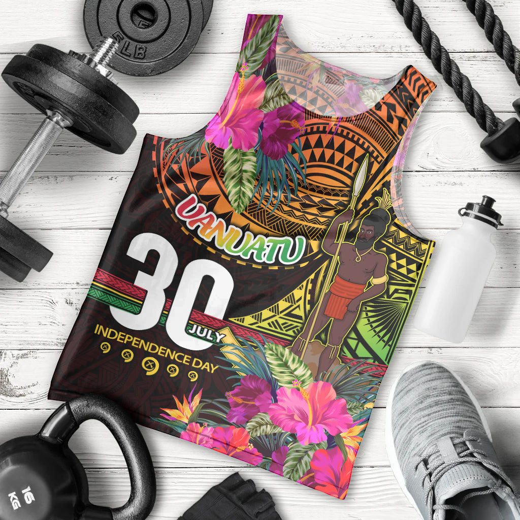 Personalised Vanuatu Independence Day 30 July Men Tank Top Hibiscus Polynesian Pattern DT02 - Polynesian Pride