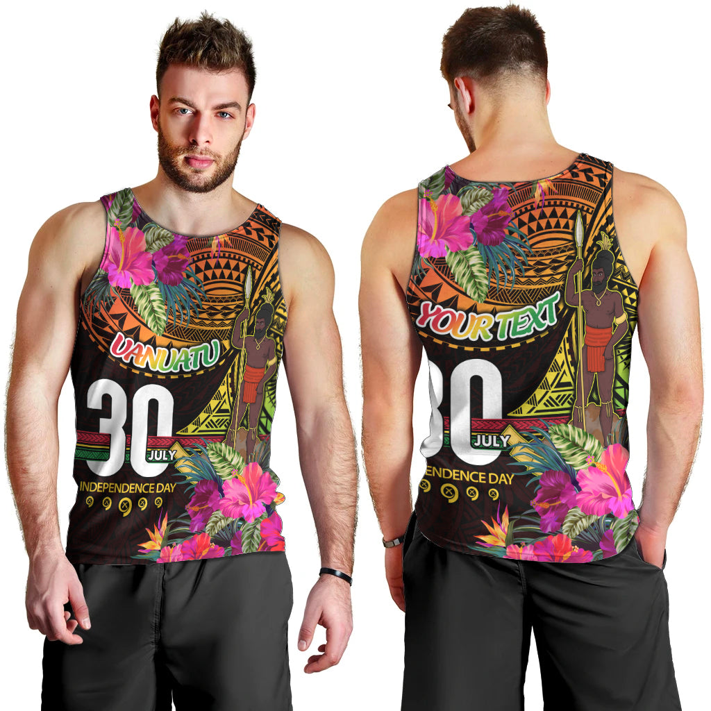 Personalised Vanuatu Independence Day 30 July Men Tank Top Hibiscus Polynesian Pattern DT02 - Polynesian Pride