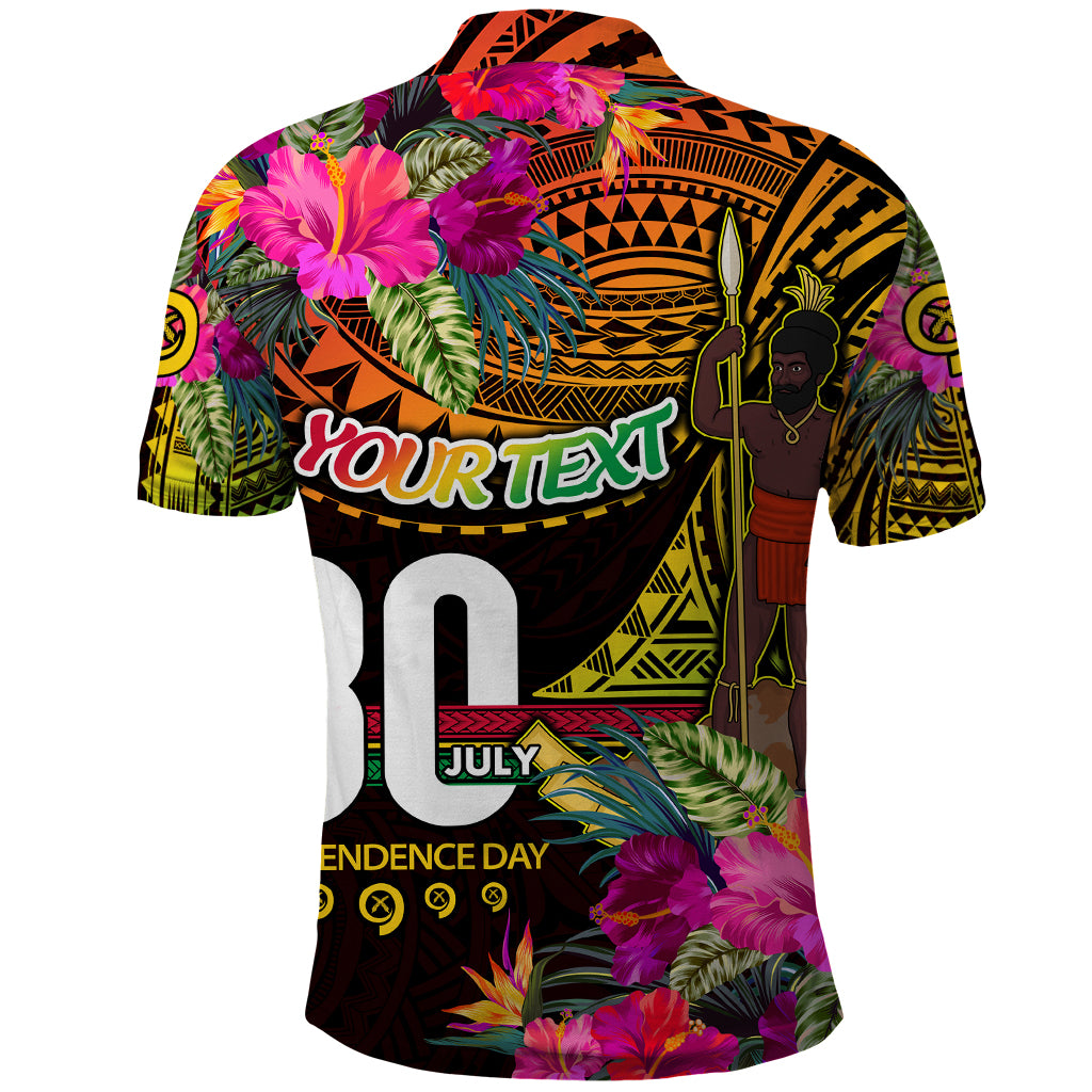 Personalised Vanuatu Independence Day 30 July Polo Shirt Hibiscus Polynesian Pattern