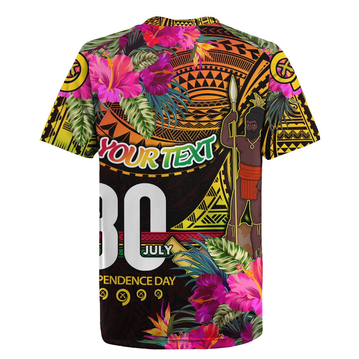 Personalised Vanuatu Independence Day 30 July Rugby Jersey Hibiscus Polynesian Pattern DT02 - Polynesian Pride