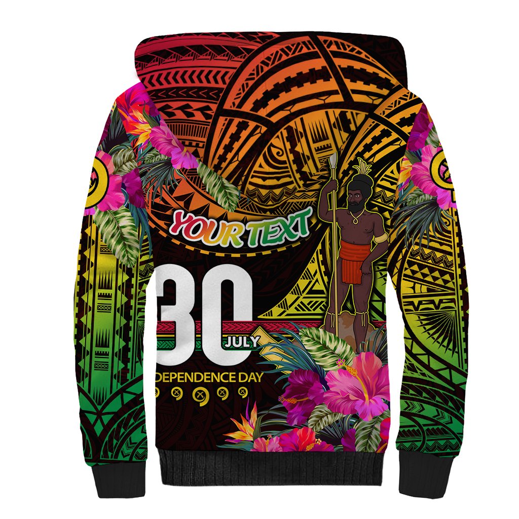 Personalised Vanuatu Independence Day 30 July Sherpa Hoodie Hibiscus Polynesian Pattern DT02 - Polynesian Pride