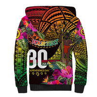 Personalised Vanuatu Independence Day 30 July Sherpa Hoodie Hibiscus Polynesian Pattern DT02 - Polynesian Pride