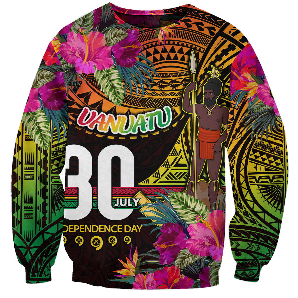 Personalised Vanuatu Independence Day 30 July Sweatshirt Hibiscus Polynesian Pattern DT02 Unisex Yellow - Polynesian Pride