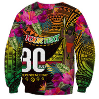 Personalised Vanuatu Independence Day 30 July Sweatshirt Hibiscus Polynesian Pattern DT02 - Polynesian Pride