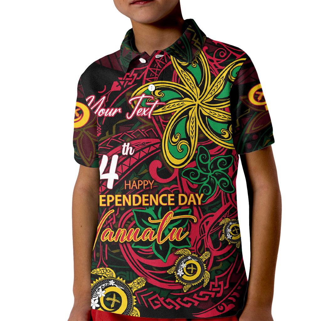 Custom Vanuatu 44th Independence Anniversary Kid Polo Shirt Flower Melanesian Namele Turtle