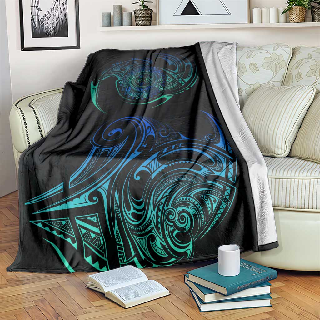 Sea Animal Polynesia Blanket Polynesian Pattern DT02 Black - Polynesian Pride