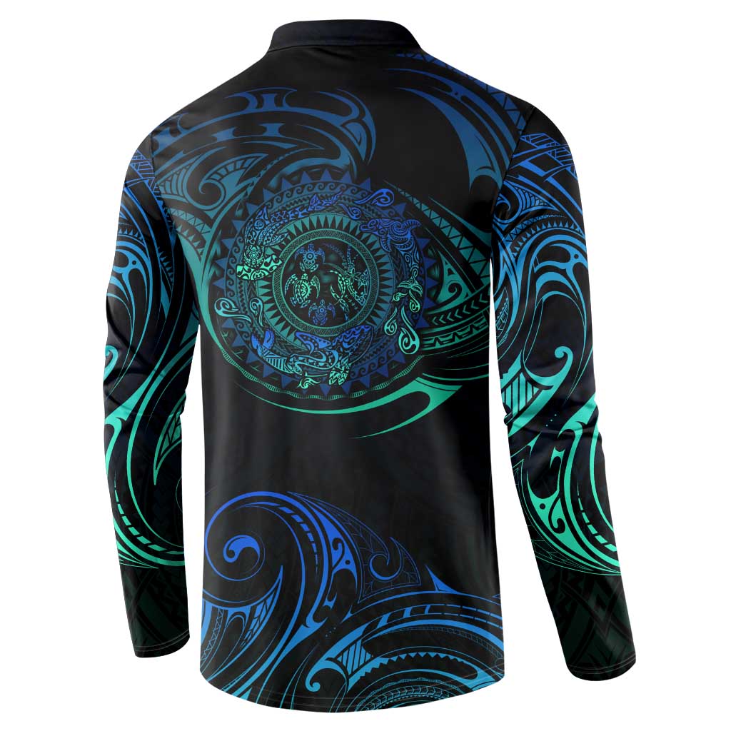 Sea Animal Polynesia Button Sweatshirt Polynesian Pattern DT02 - Polynesian Pride