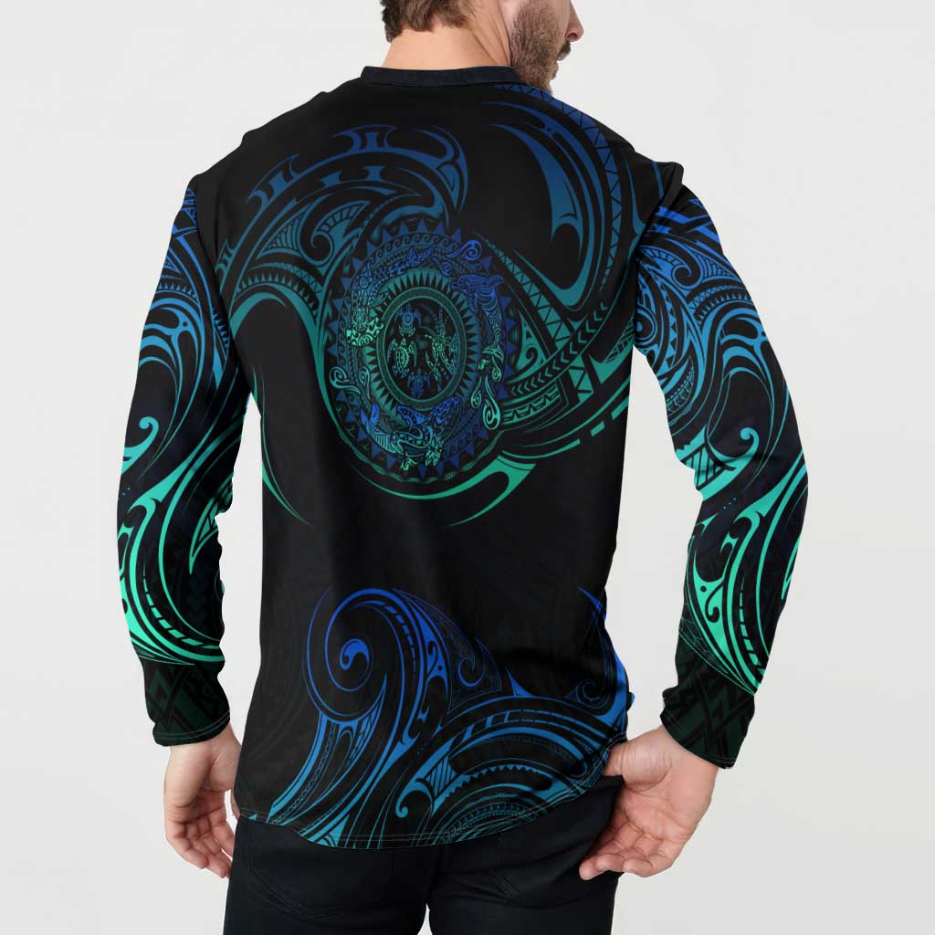Sea Animal Polynesia Button Sweatshirt Polynesian Pattern DT02 - Polynesian Pride