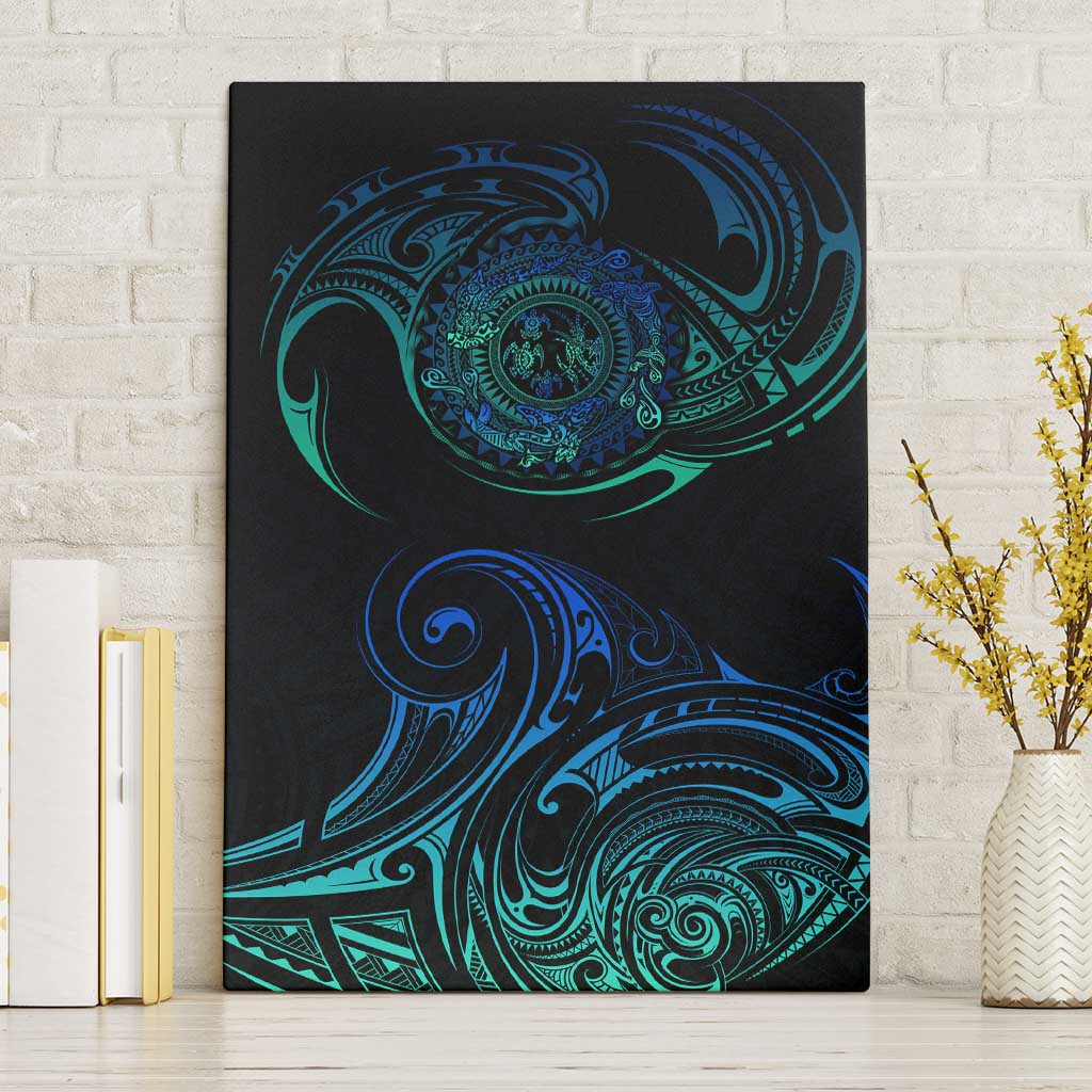 Sea Animal Polynesia Canvas Wall Art Polynesian Pattern DT02 Without Frame Black - Polynesian Pride