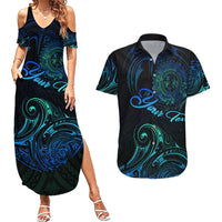 Sea Animal Polynesia Couples Matching Summer Maxi Dress and Hawaiian Shirt Polynesian Pattern DT02 Black - Polynesian Pride