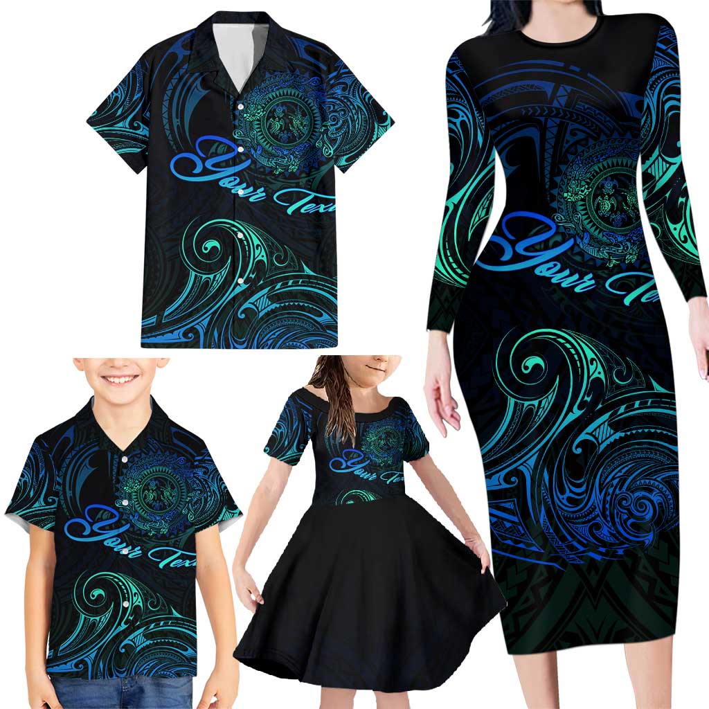 Sea Animal Polynesia Family Matching Long Sleeve Bodycon Dress and Hawaiian Shirt Polynesian Pattern