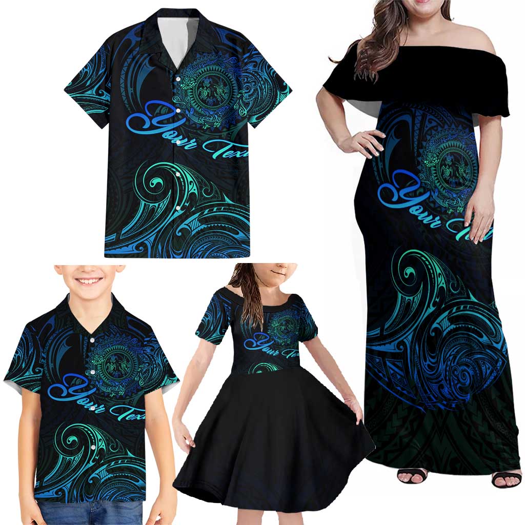 Sea Animal Polynesia Family Matching Off Shoulder Maxi Dress and Hawaiian Shirt Polynesian Pattern DT02 - Polynesian Pride