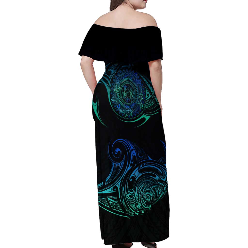 Sea Animal Polynesia Family Matching Off Shoulder Maxi Dress and Hawaiian Shirt Polynesian Pattern DT02 - Polynesian Pride