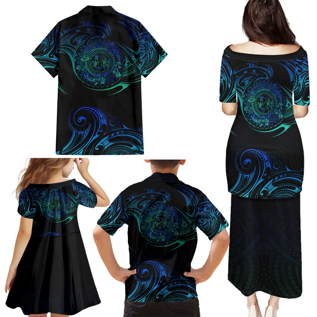 Sea Animal Polynesia Family Matching Puletasi and Hawaiian Shirt Polynesian Pattern DT02 - Polynesian Pride