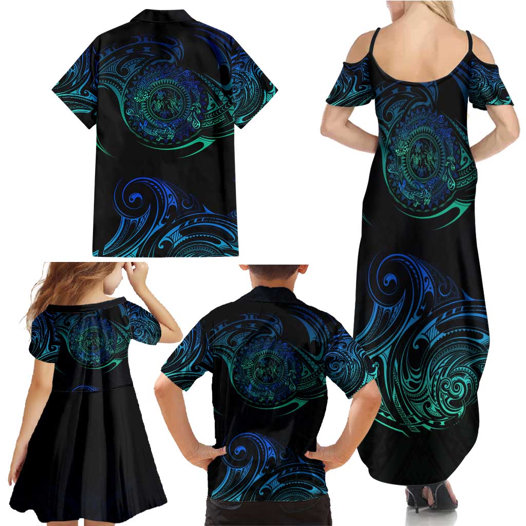 Sea Animal Polynesia Family Matching Summer Maxi Dress and Hawaiian Shirt Polynesian Pattern DT02 - Polynesian Pride