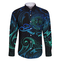 Sea Animal Polynesia Family Matching Summer Maxi Dress and Hawaiian Shirt Polynesian Pattern DT02 Dad's Shirt - Long Sleeve Black - Polynesian Pride