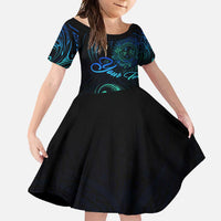 Sea Animal Polynesia Family Matching Tank Maxi Dress and Hawaiian Shirt Polynesian Pattern DT02 Daughter's Dress Black - Polynesian Pride