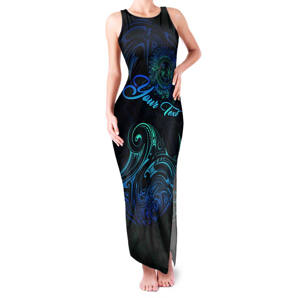 Sea Animal Polynesia Family Matching Tank Maxi Dress and Hawaiian Shirt Polynesian Pattern DT02 Mom's Dress Black - Polynesian Pride