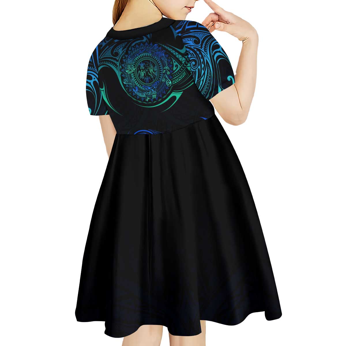 Sea Animal Polynesia Kid Short Sleeve Dress Polynesian Pattern