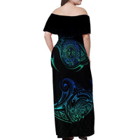 Sea Animal Polynesia Off Shoulder Maxi Dress Polynesian Pattern