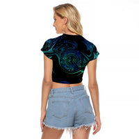 Sea Animal Polynesia Raglan Cropped T Shirt Polynesian Pattern DT02 - Polynesian Pride