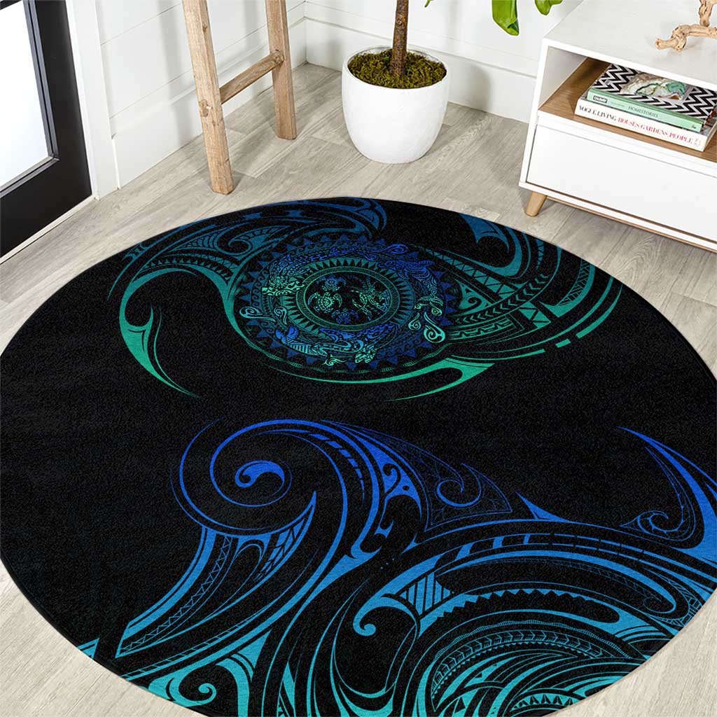 Sea Animal Polynesia Round Carpet Polynesian Pattern