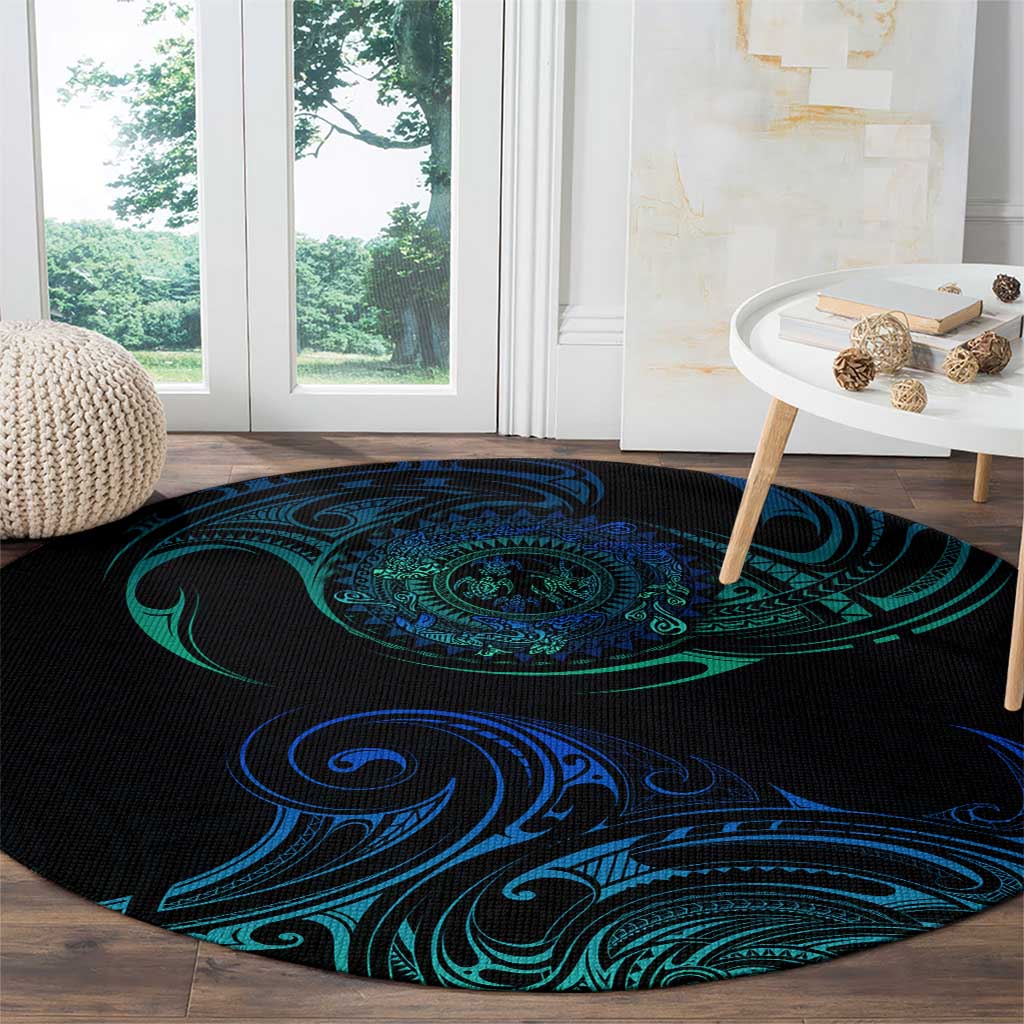Sea Animal Polynesia Round Carpet Polynesian Pattern