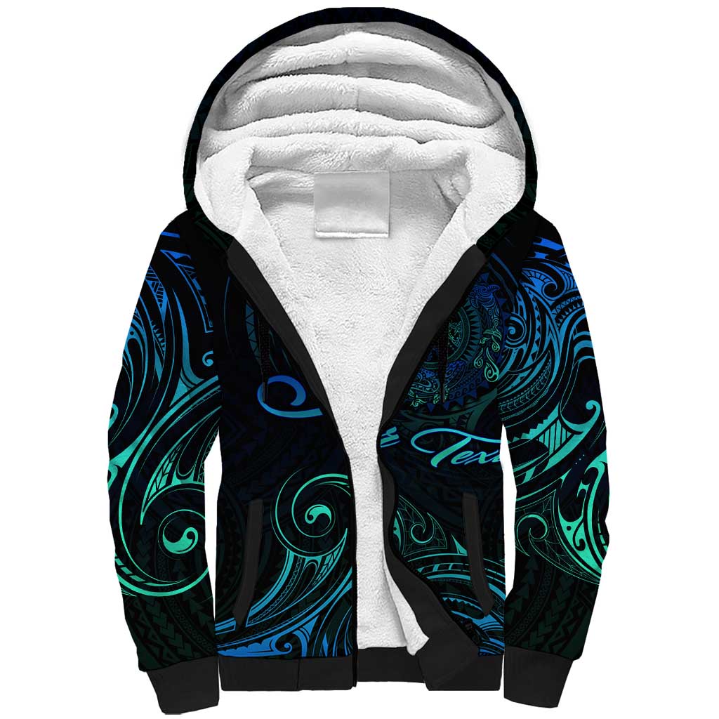 Sea Animal Polynesia Sherpa Hoodie Polynesian Pattern DT02 Unisex Black - Polynesian Pride