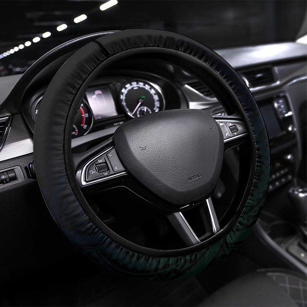 Sea Animal Polynesia Steering Wheel Cover Polynesian Pattern DT02 Universal Fit Black - Polynesian Pride