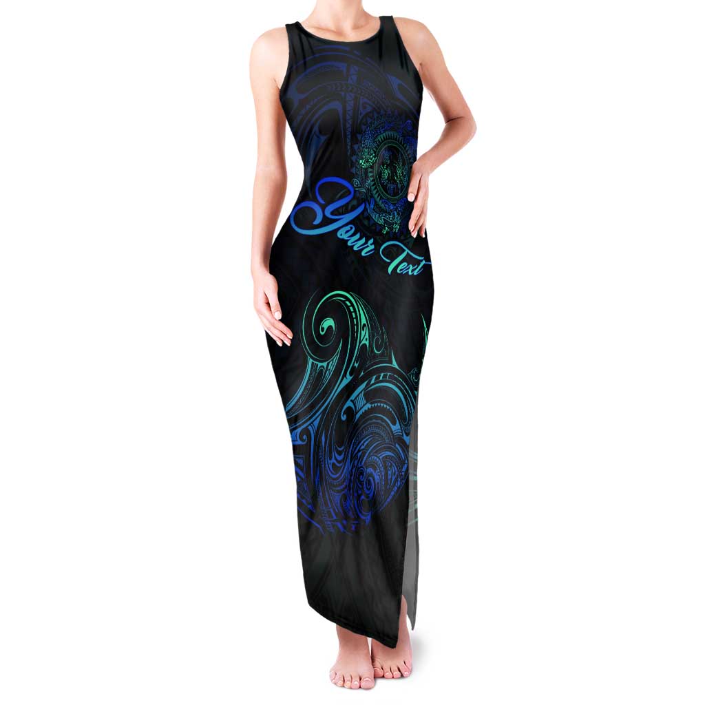 Sea Animal Polynesia Tank Maxi Dress Polynesian Pattern DT02 Women Black - Polynesian Pride