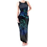 Sea Animal Polynesia Tank Maxi Dress Polynesian Pattern DT02 Women Black - Polynesian Pride