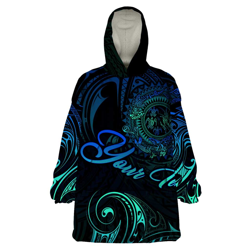 Sea Animal Polynesia Wearable Blanket Hoodie Polynesian Pattern DT02 One Size Black - Polynesian Pride