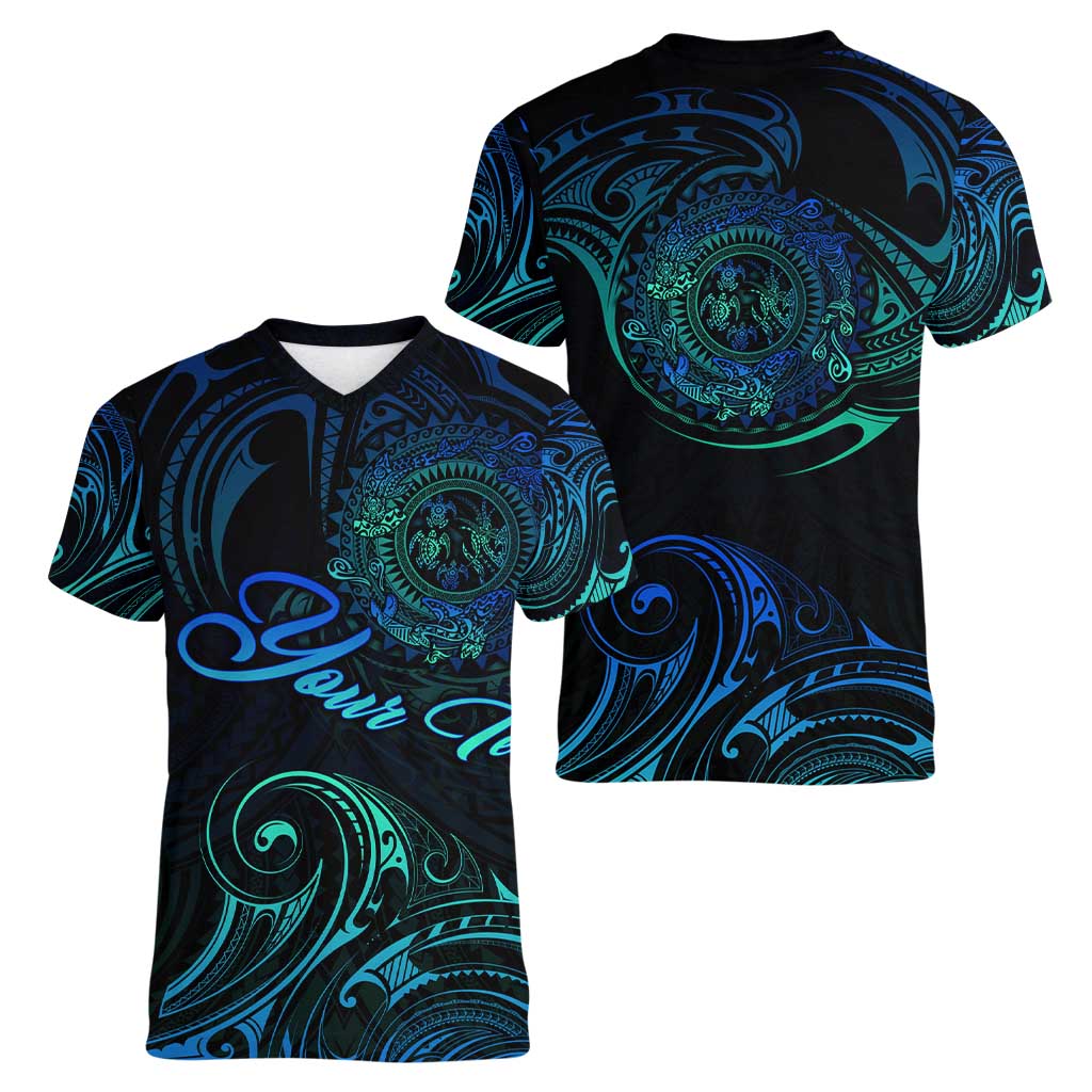 Sea Animal Polynesia Women V-Neck T-Shirt Polynesian Pattern DT02 - Polynesian Pride