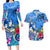 Aloha Hawaii Couples Matching Long Sleeve Bodycon Dress and Hawaiian Shirt Dolphins and Fish Hook Hibiscus