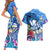 Aloha Hawaii Couples Matching Short Sleeve Bodycon Dress and Hawaiian Shirt Dolphins and Fish Hook Hibiscus