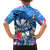 Aloha Hawaii Family Matching Off Shoulder Short Dress and Hawaiian Shirt Dolphins and Fish Hook Hibiscus