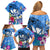 Aloha Hawaii Family Matching Off Shoulder Short Dress and Hawaiian Shirt Dolphins and Fish Hook Hibiscus