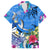 Aloha Hawaii Family Matching Off Shoulder Short Dress and Hawaiian Shirt Dolphins and Fish Hook Hibiscus