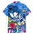 Aloha Hawaii Family Matching Off Shoulder Short Dress and Hawaiian Shirt Dolphins and Fish Hook Hibiscus